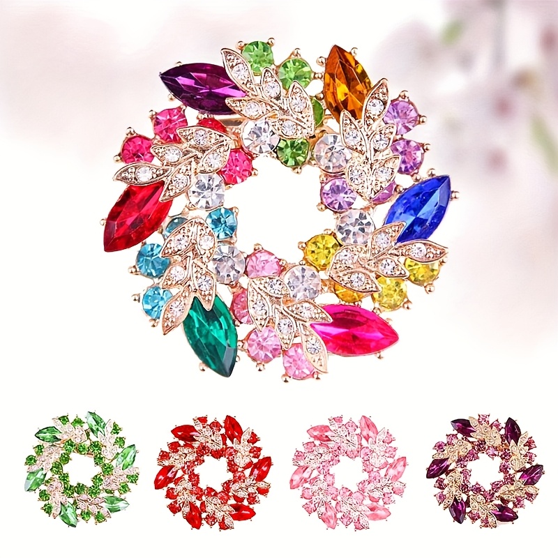 Colorful Round Brooch, Elegant Pin for Dresses and Sweaters